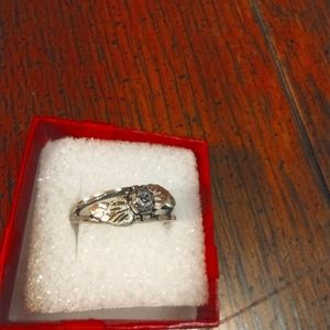 12K Black Hills Gold and Sterling Rose Ring